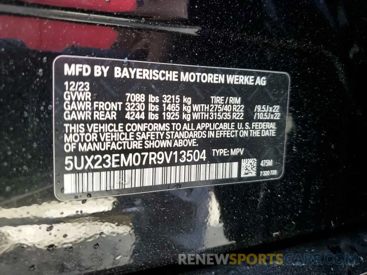 14 fotografías del automóvil dañado 5UX23EM07R9V13504 BMW X7 2024