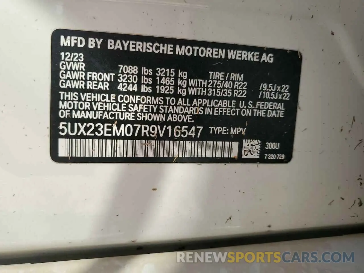 13 fotografías del automóvil dañado 5UX23EM07R9V16547 BMW X7 2024