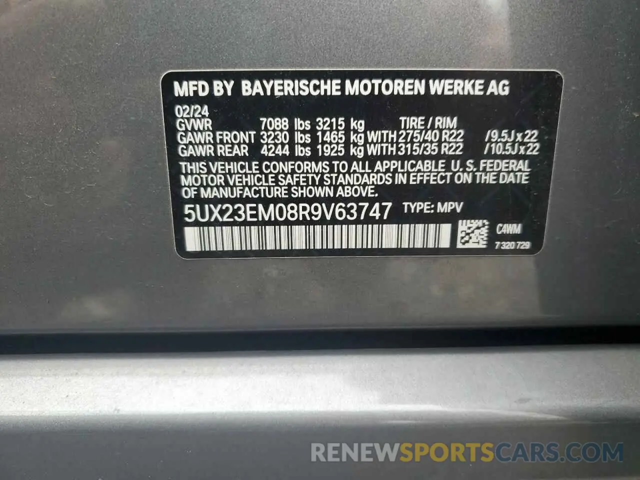 14 fotografías del automóvil dañado 5UX23EM08R9V63747 BMW X7 2024