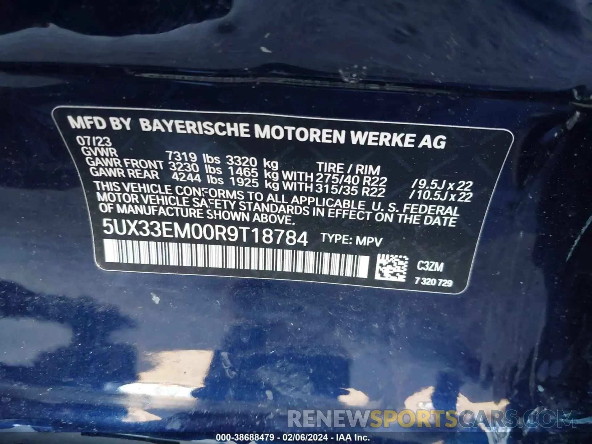 9 fotografías del automóvil dañado 5UX33EM00R9T18784 BMW X7 2024