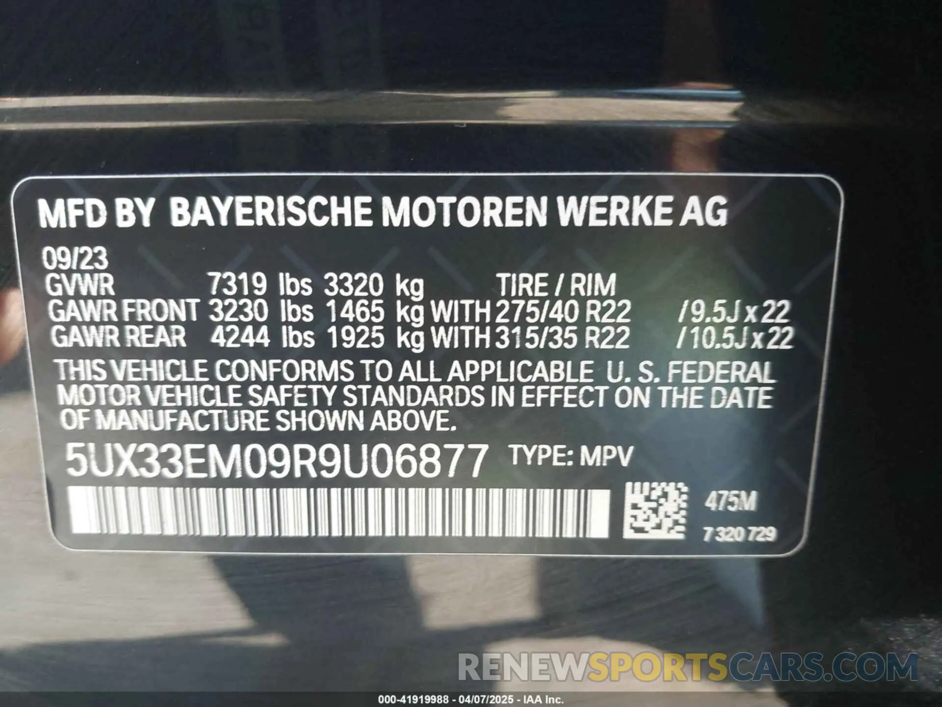 9 fotografías del automóvil dañado 5UX33EM09R9U06877 BMW X7 2024