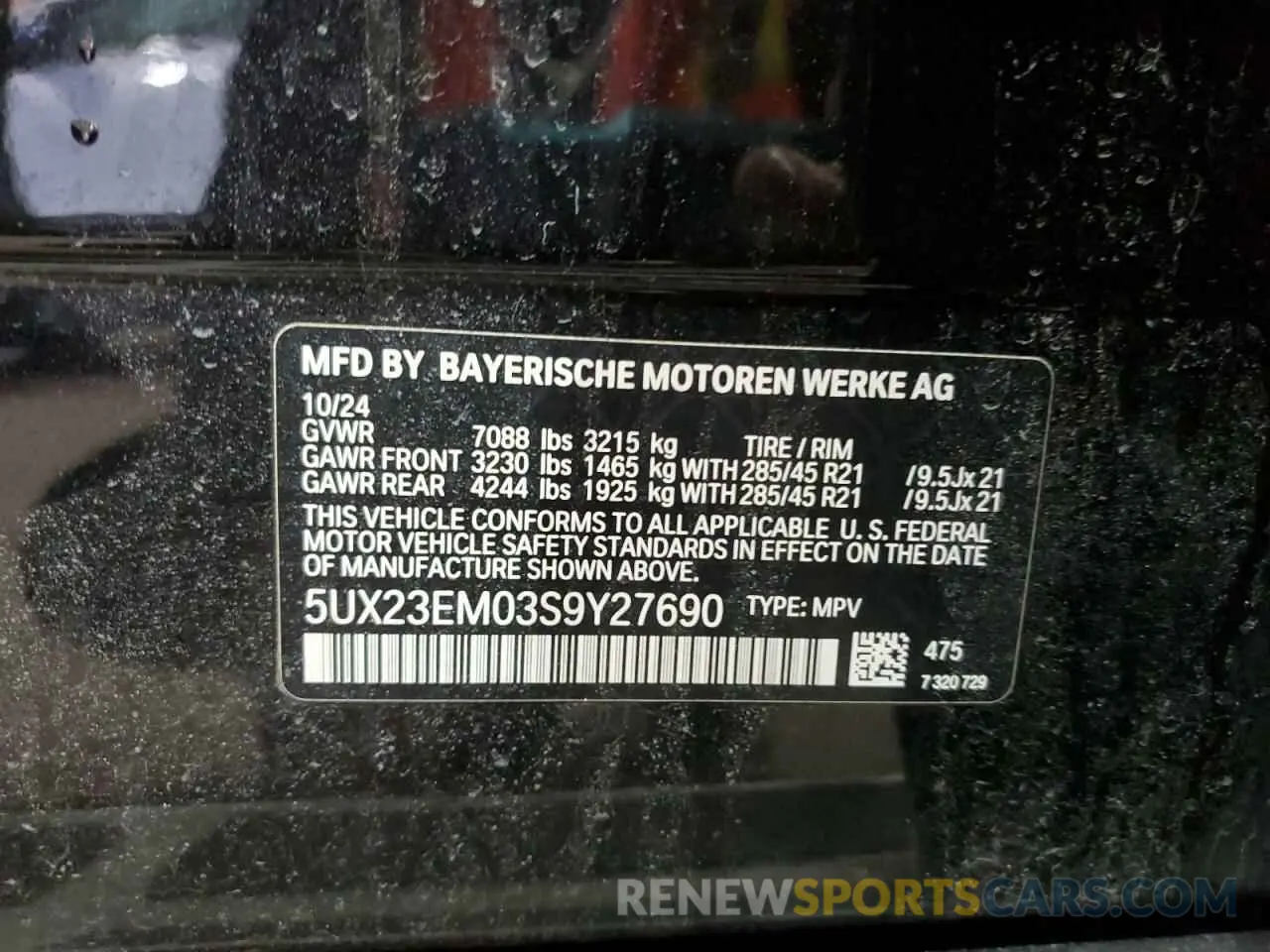 13 fotografías del automóvil dañado 5UX23EM03S9Y27690 BMW X7 2025