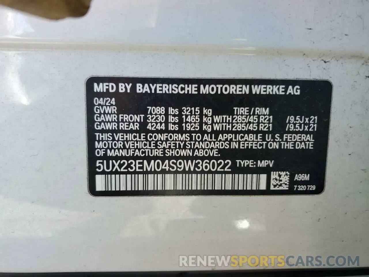 14 fotografías del automóvil dañado 5UX23EM04S9W36022 BMW X7 2025