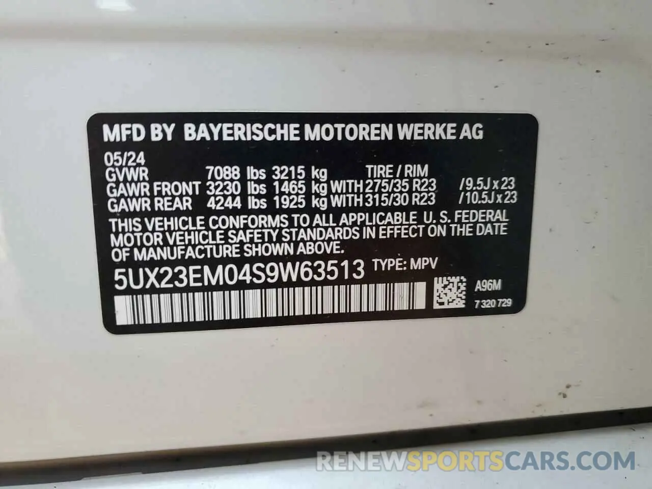 14 fotografías del automóvil dañado 5UX23EM04S9W63513 BMW X7 2025