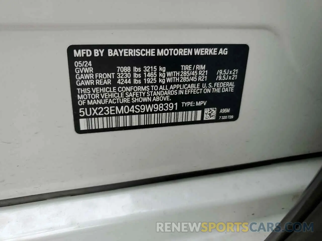 15 fotografías del automóvil dañado 5UX23EM04S9W98391 BMW X7 2025