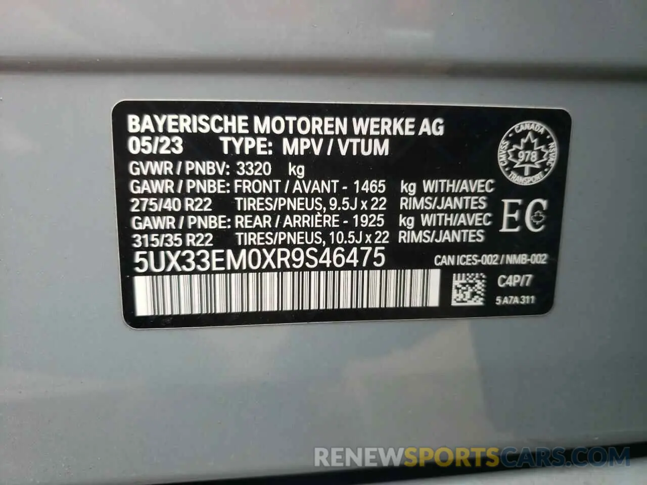 12 fotografías del automóvil dañado 5UX33EM0XR9S46475 BMW X7 M60I 2024