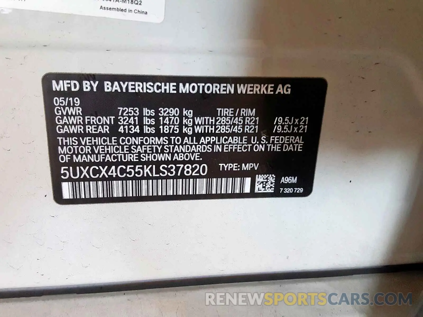 10 fotografías del automóvil dañado 5UXCX4C55KLS37820 BMW X7 XDRIVE5 2019