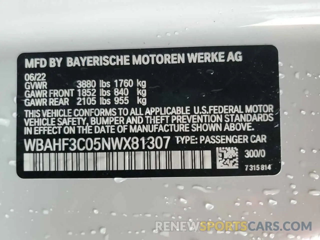 10 fotografías del automóvil dañado WBAHF3C05NWX81307 BMW Z4 2022