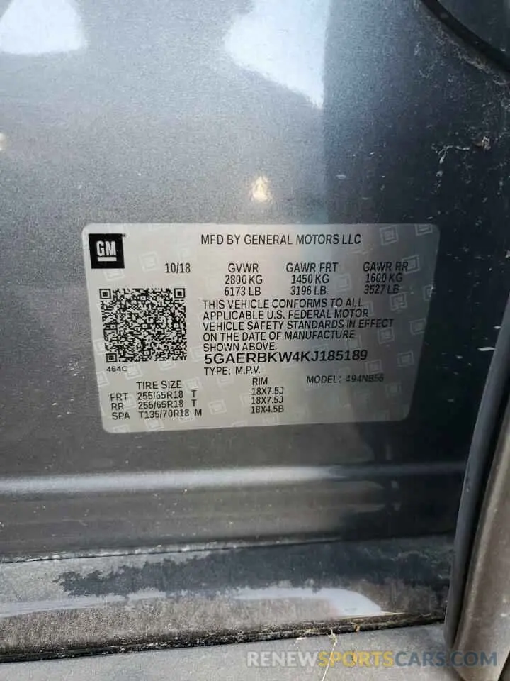 13 fotografías del automóvil dañado 5GAERBKW4KJ185189 BUICK ENCLAVE 2019