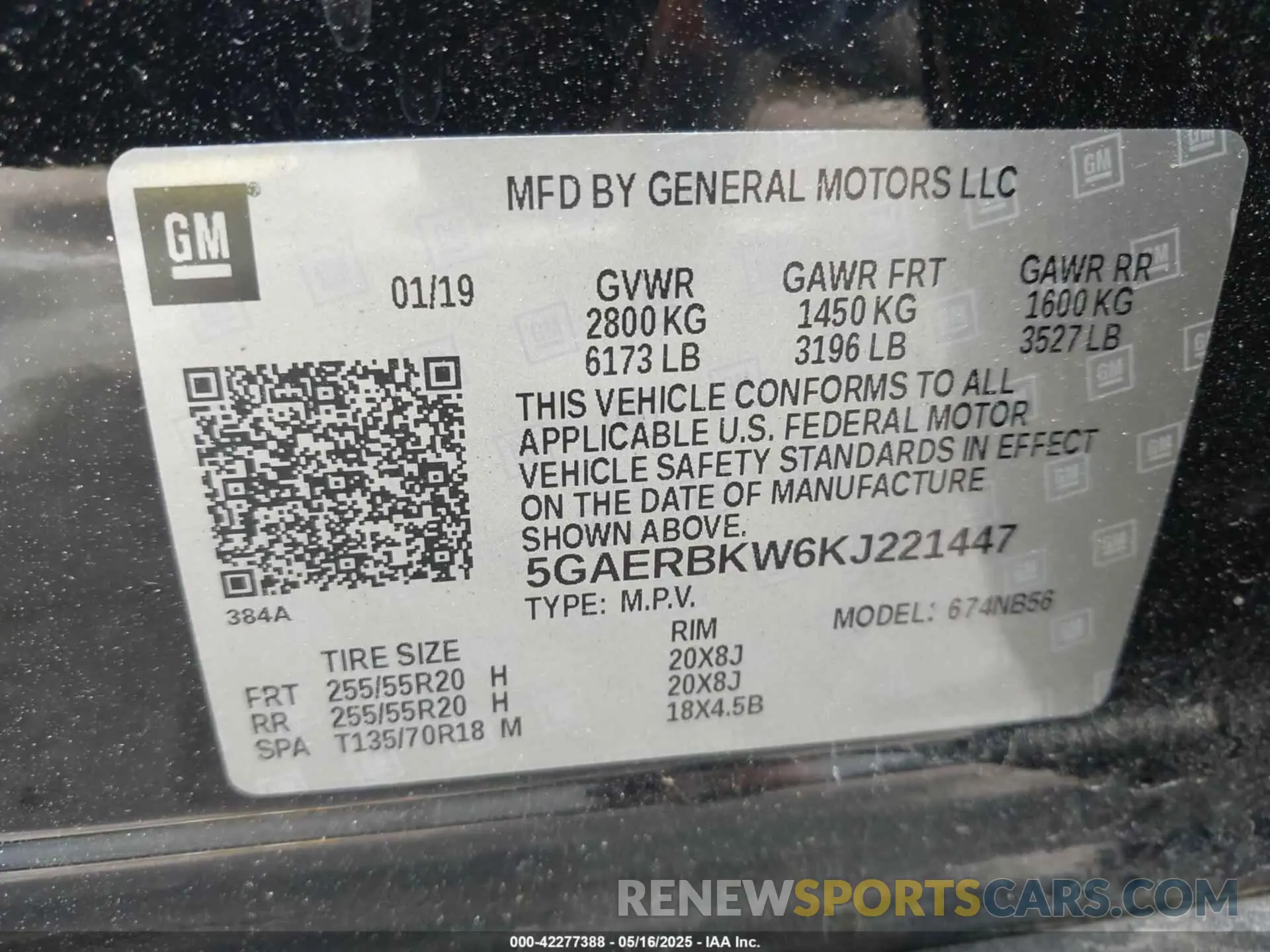 9 fotografías del automóvil dañado 5GAERBKW6KJ221447 BUICK ENCLAVE 2019