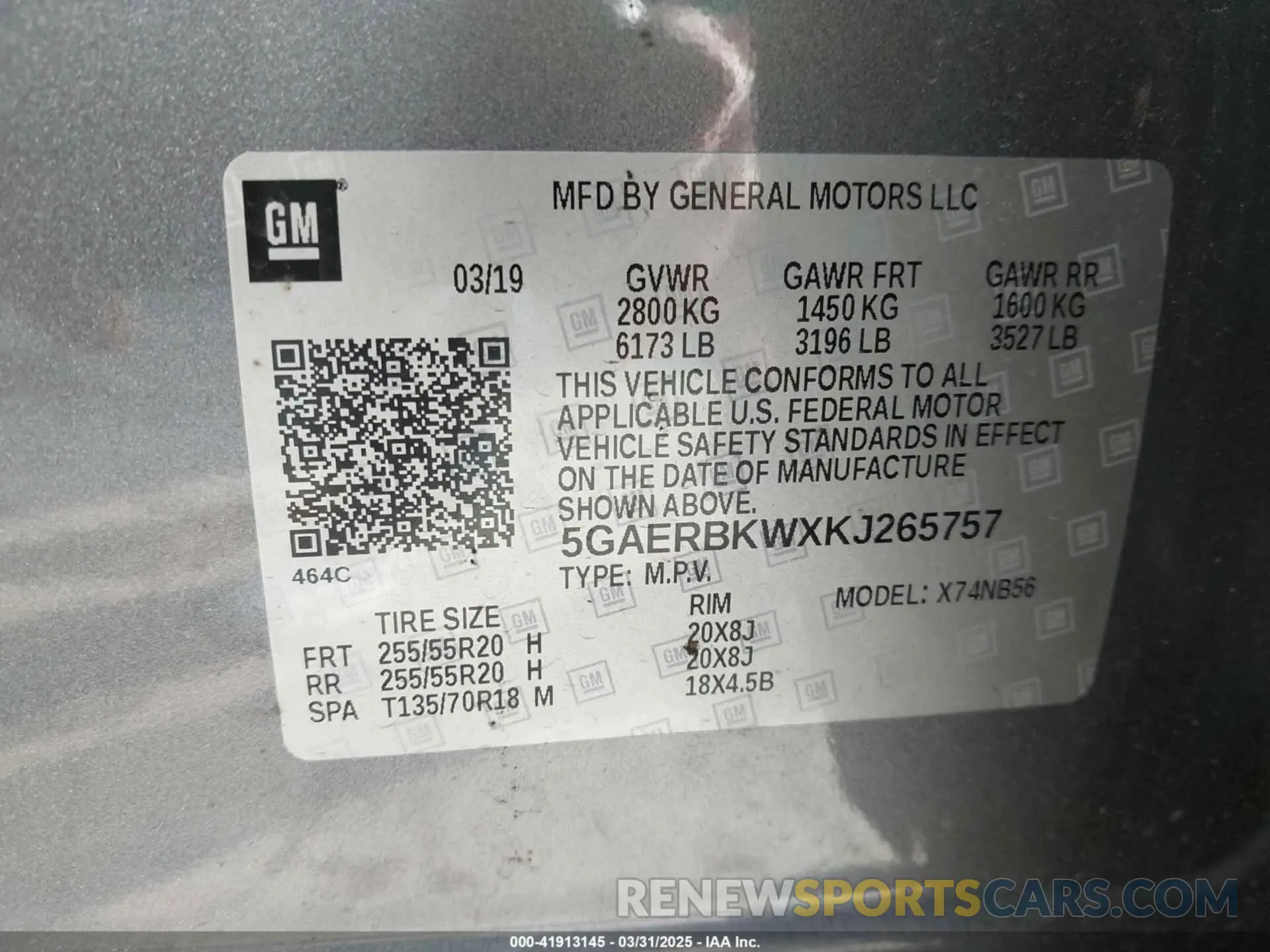 9 fotografías del automóvil dañado 5GAERBKWXKJ265757 BUICK ENCLAVE 2019