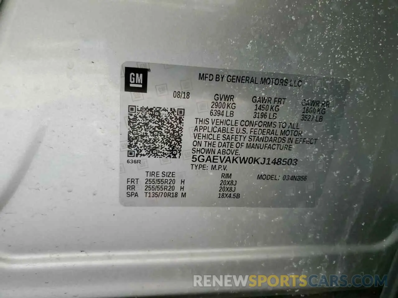13 fotografías del automóvil dañado 5GAEVAKW0KJ148503 BUICK ENCLAVE 2019