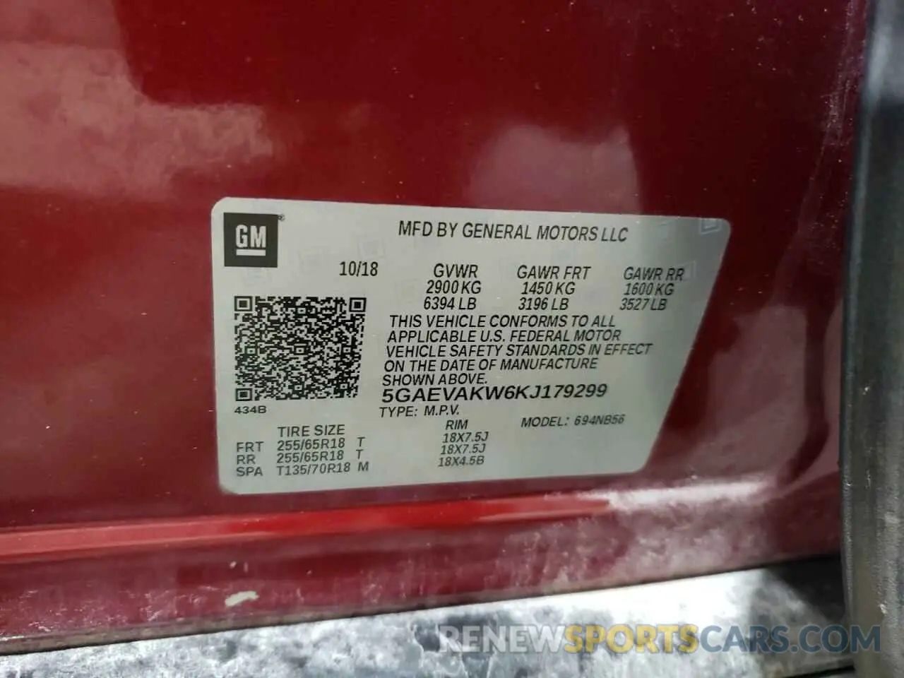 13 fotografías del automóvil dañado 5GAEVAKW6KJ179299 BUICK ENCLAVE 2019