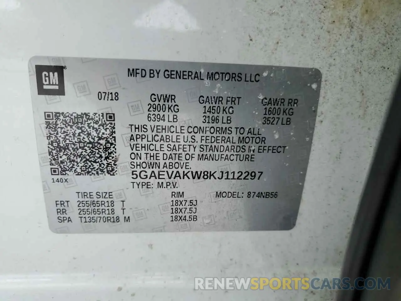 13 fotografías del automóvil dañado 5GAEVAKW8KJ112297 BUICK ENCLAVE 2019