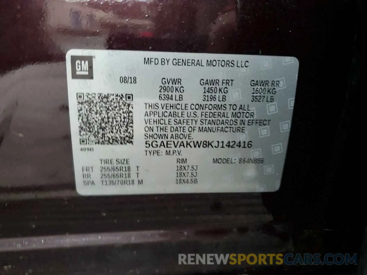 15 fotografías del automóvil dañado 5GAEVAKW8KJ142416 BUICK ENCLAVE 2019