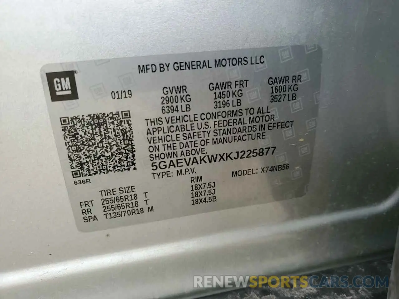13 fotografías del automóvil dañado 5GAEVAKWXKJ225877 BUICK ENCLAVE 2019