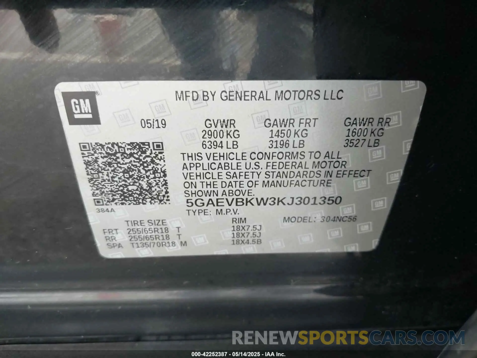 9 fotografías del automóvil dañado 5GAEVBKW3KJ301350 BUICK ENCLAVE 2019