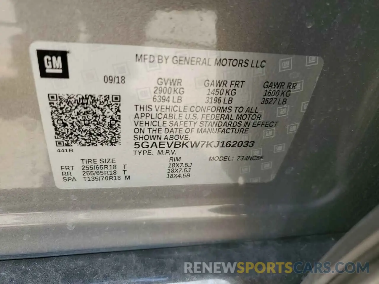 13 fotografías del automóvil dañado 5GAEVBKW7KJ162033 BUICK ENCLAVE 2019
