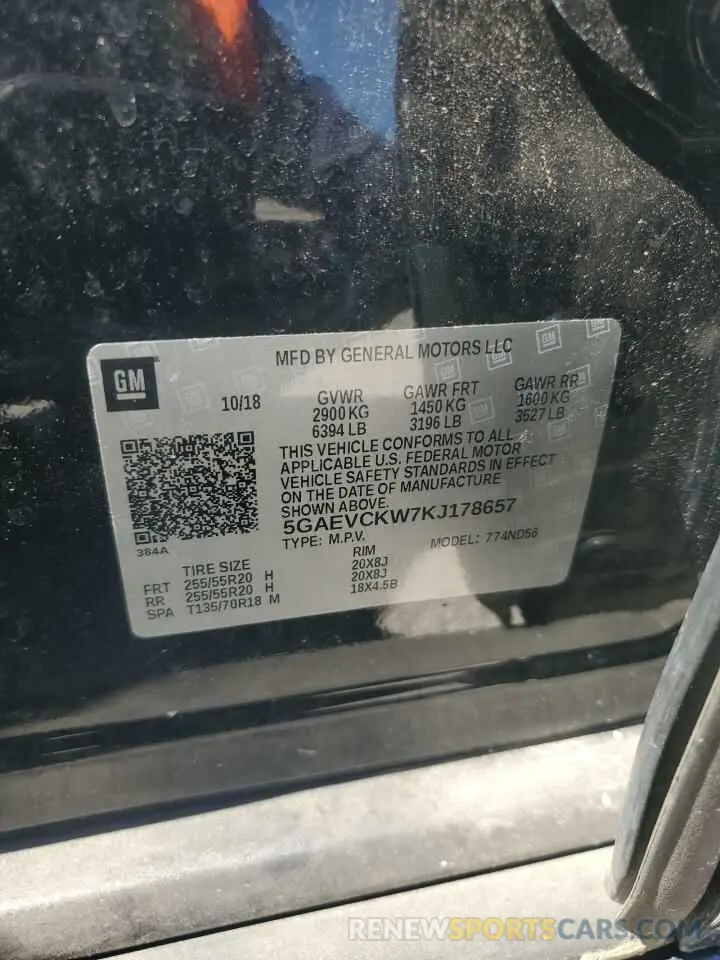 13 fotografías del automóvil dañado 5GAEVCKW7KJ178657 BUICK ENCLAVE 2019