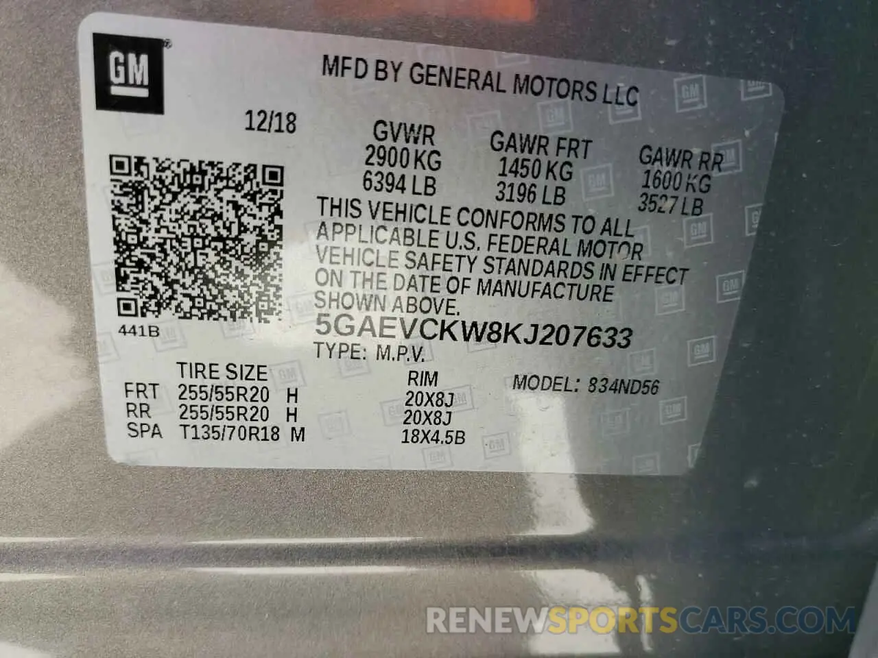 13 fotografías del automóvil dañado 5GAEVCKW8KJ207633 BUICK ENCLAVE 2019