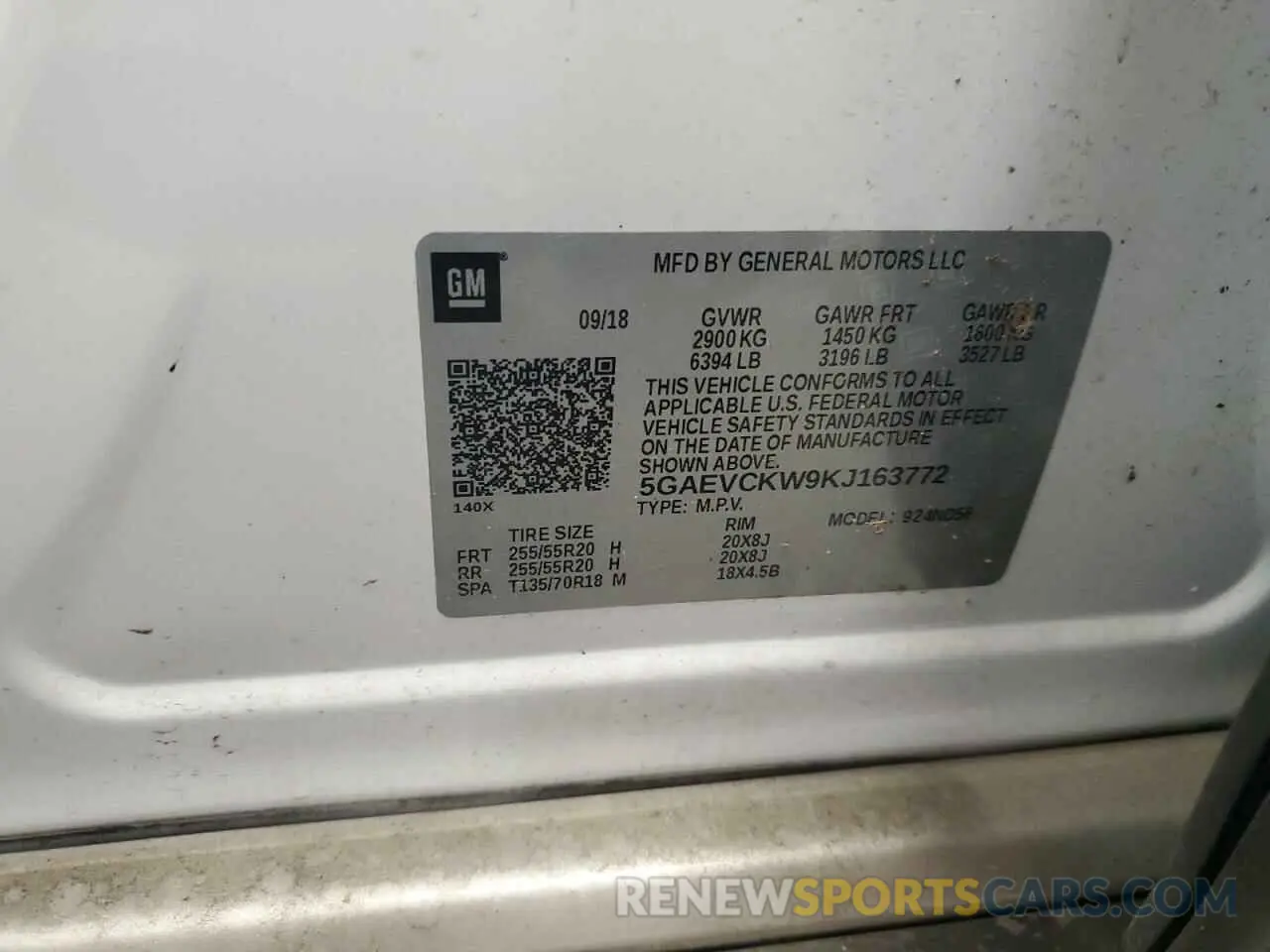13 fotografías del automóvil dañado 5GAEVCKW9KJ163772 BUICK ENCLAVE 2019