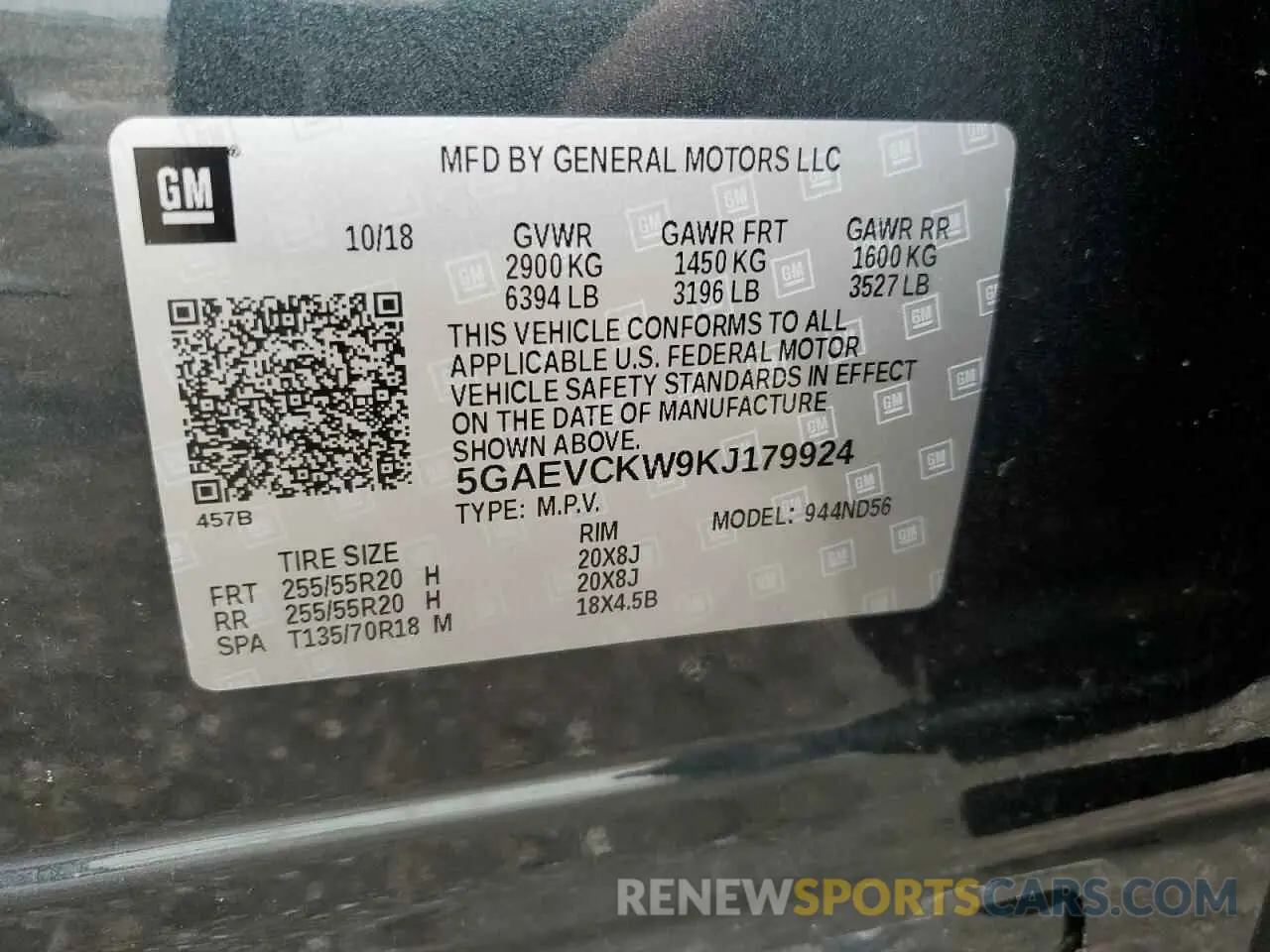 14 fotografías del automóvil dañado 5GAEVCKW9KJ179924 BUICK ENCLAVE 2019
