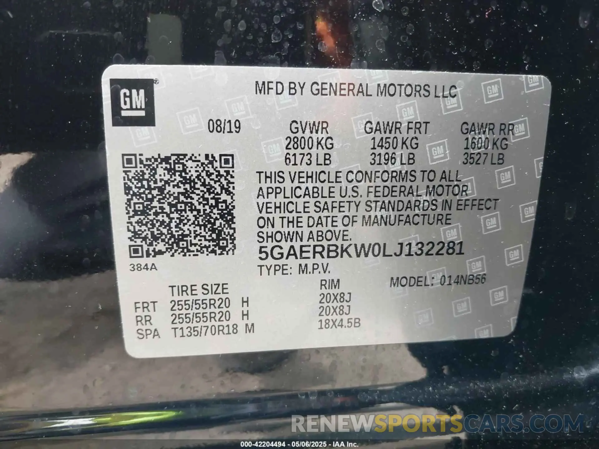 9 fotografías del automóvil dañado 5GAERBKW0LJ132281 BUICK ENCLAVE 2020
