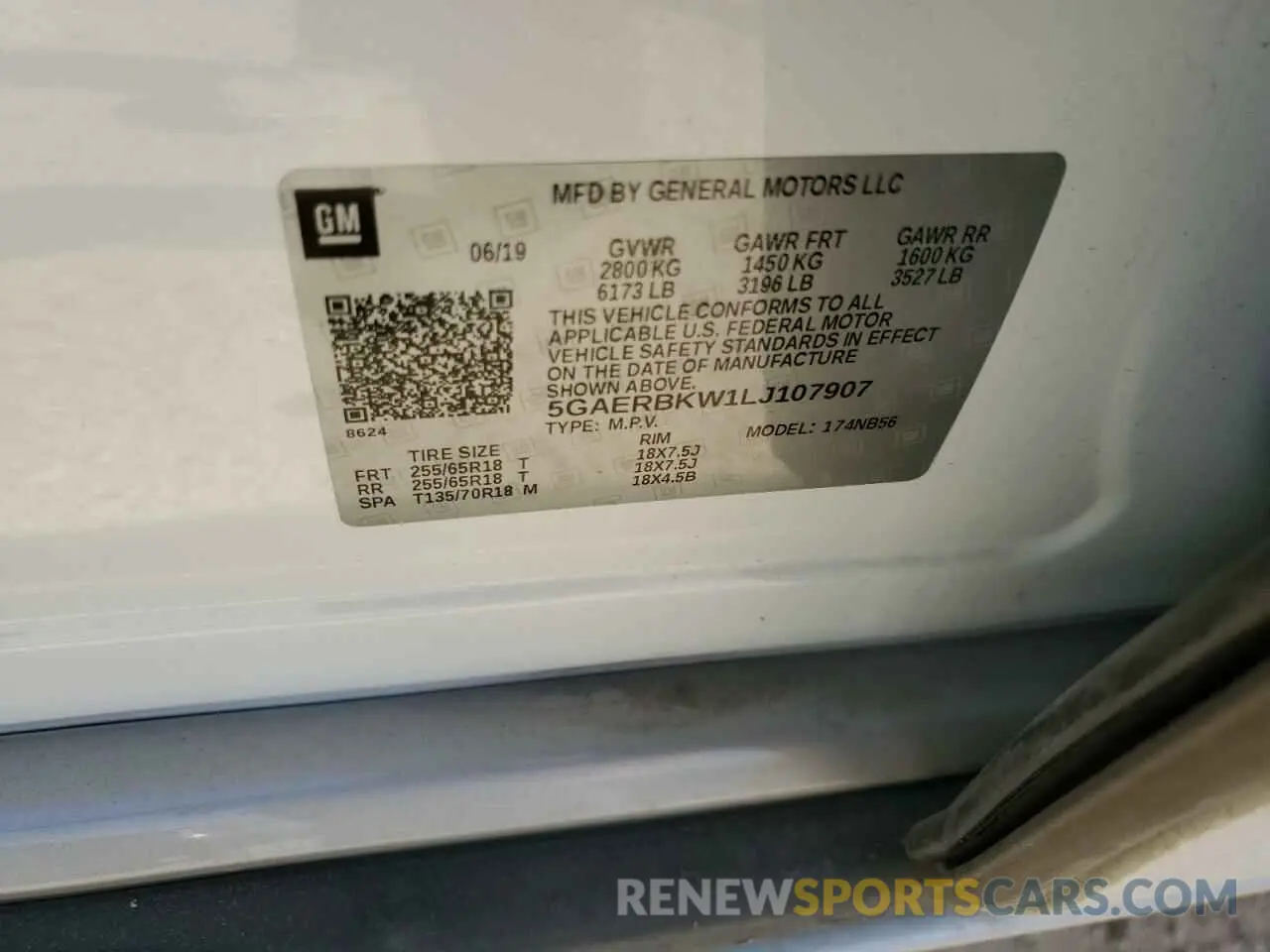 13 fotografías del automóvil dañado 5GAERBKW1LJ107907 BUICK ENCLAVE 2020