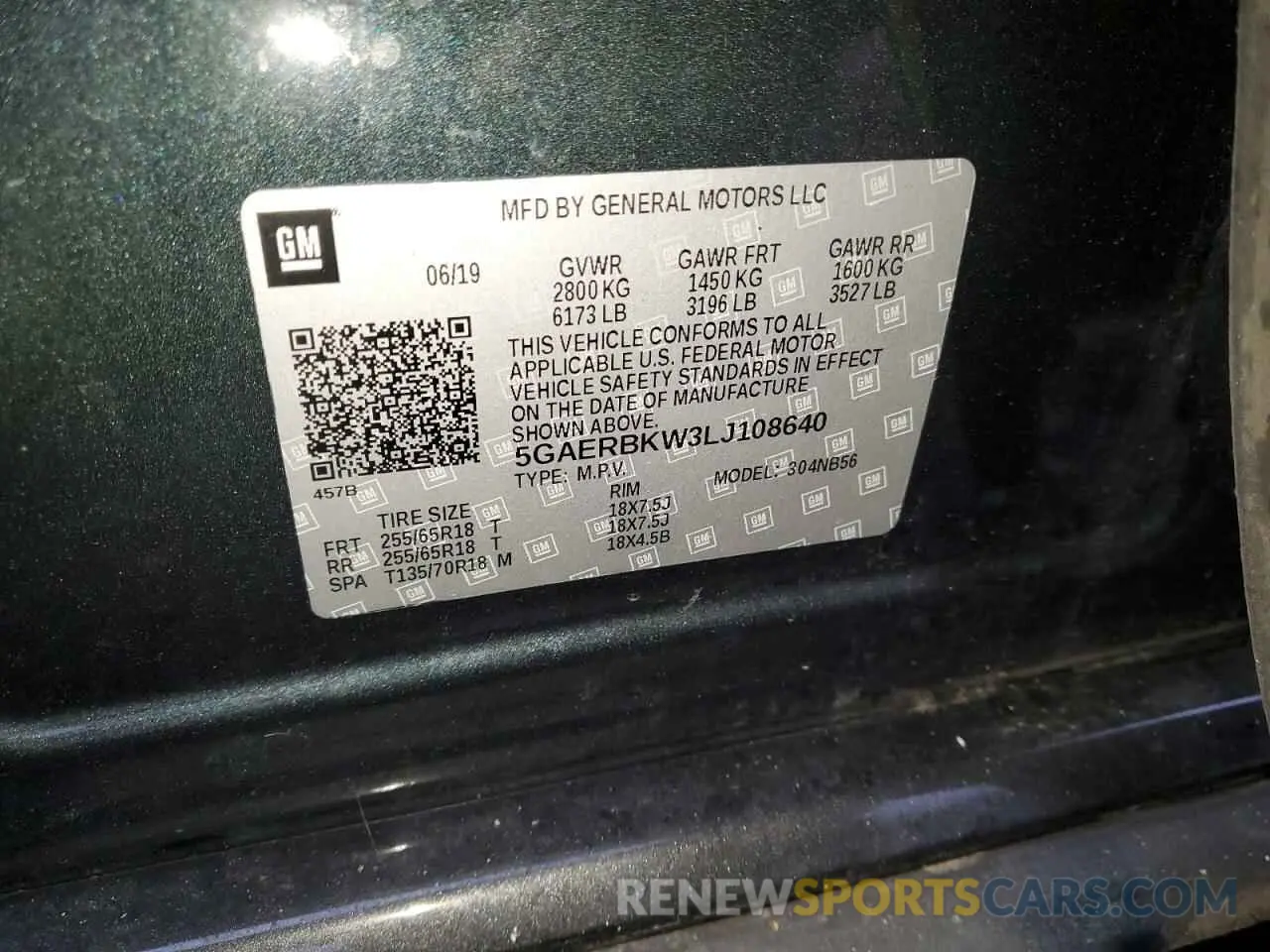 13 fotografías del automóvil dañado 5GAERBKW3LJ108640 BUICK ENCLAVE 2020