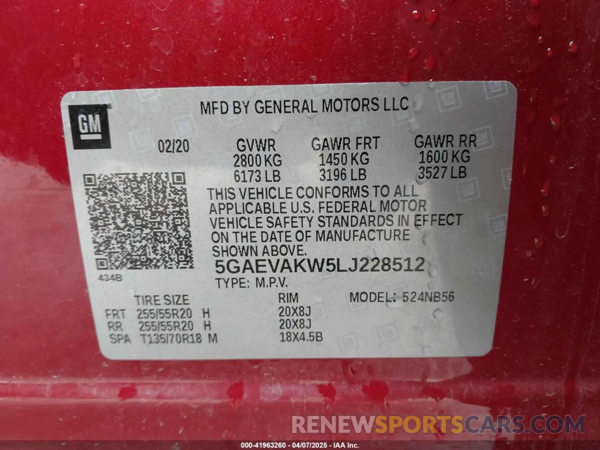 9 fotografías del automóvil dañado 5GAEVAKW5LJ228512 BUICK ENCLAVE 2020
