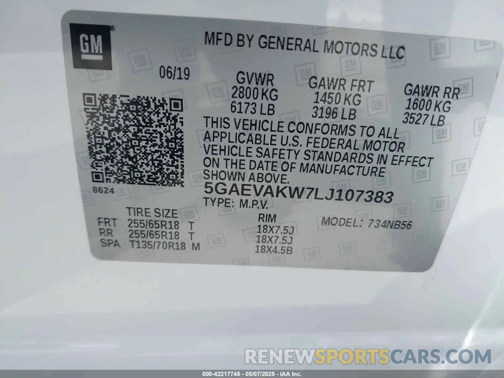 9 fotografías del automóvil dañado 5GAEVAKW7LJ107383 BUICK ENCLAVE 2020