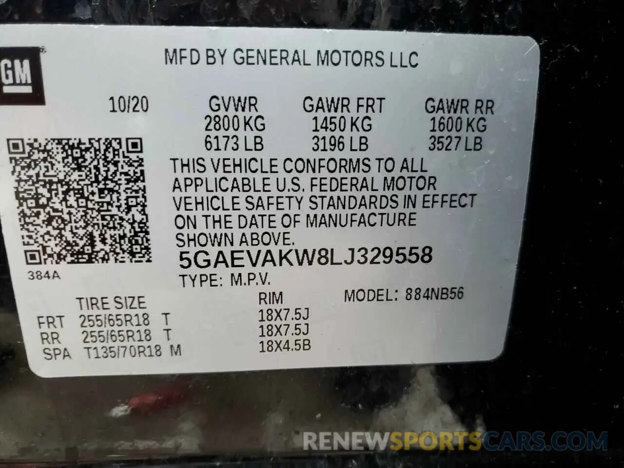 13 fotografías del automóvil dañado 5GAEVAKW8LJ329558 BUICK ENCLAVE 2020