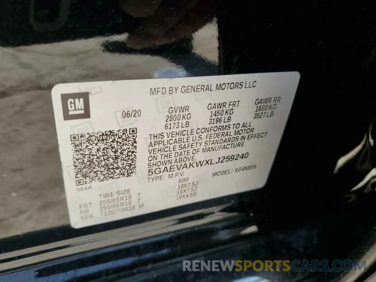 13 fotografías del automóvil dañado 5GAEVAKWXLJ259240 BUICK ENCLAVE 2020