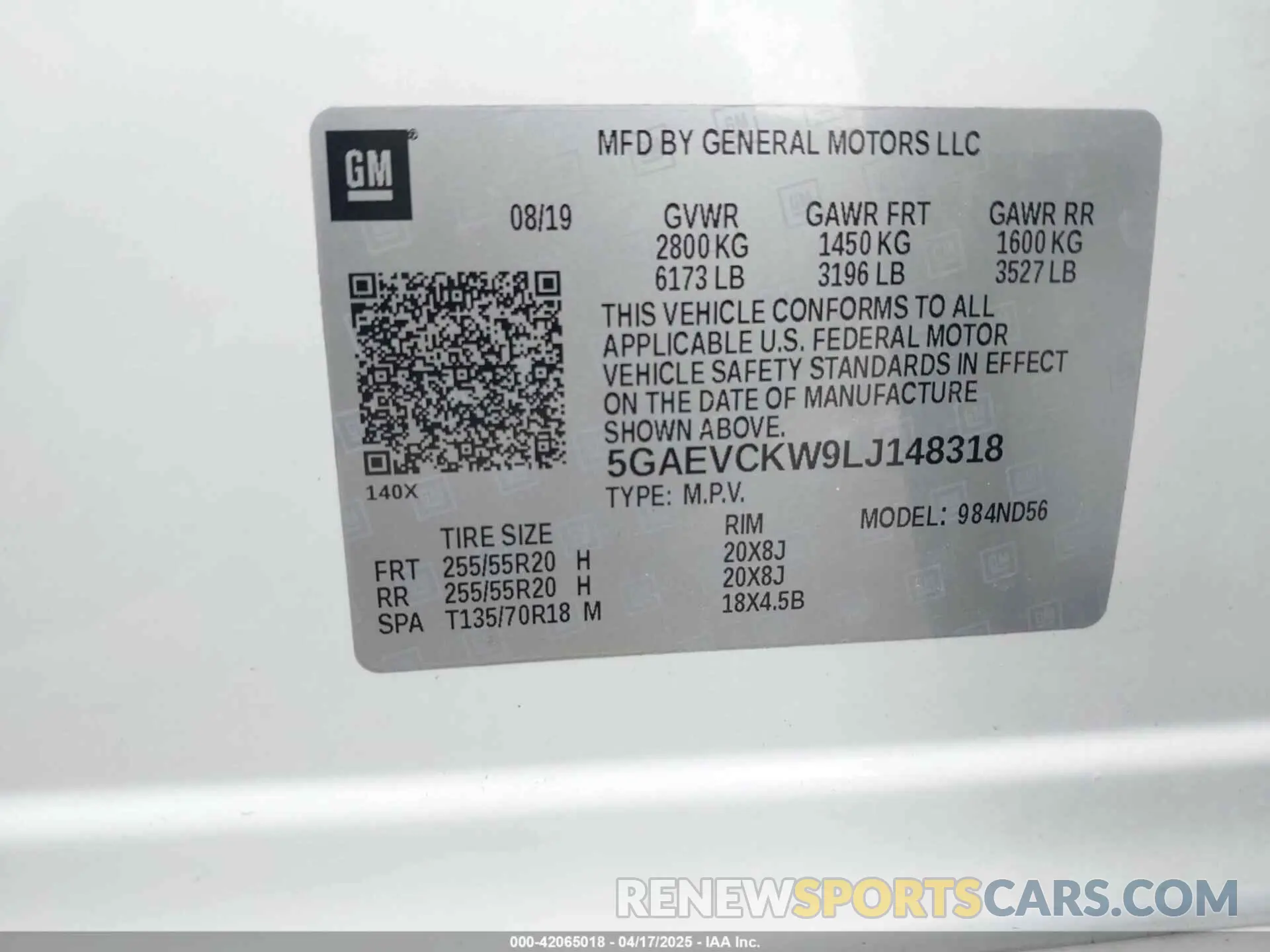 9 fotografías del automóvil dañado 5GAEVCKW9LJ148318 BUICK ENCLAVE 2020