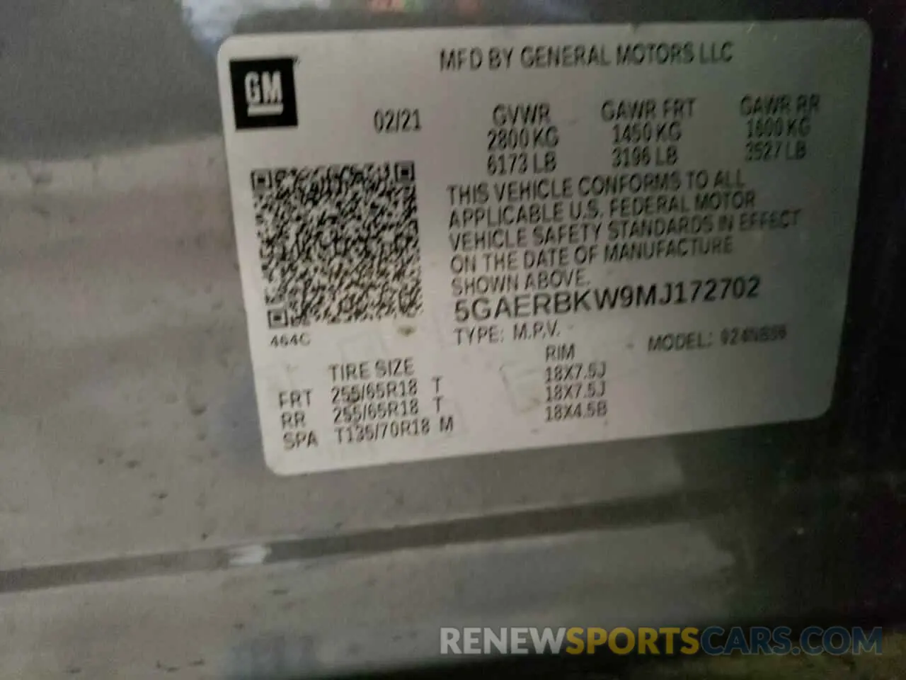 13 fotografías del automóvil dañado 5GAERBKW9MJ172702 BUICK ENCLAVE 2021