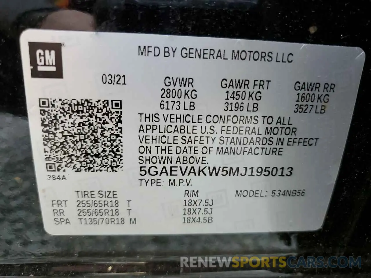 13 fotografías del automóvil dañado 5GAEVAKW5MJ195013 BUICK ENCLAVE 2021
