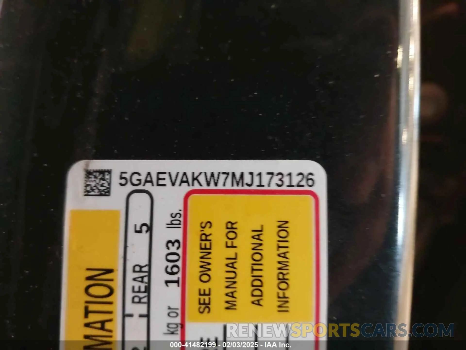 9 fotografías del automóvil dañado 5GAEVAKW7MJ173126 BUICK ENCLAVE 2021