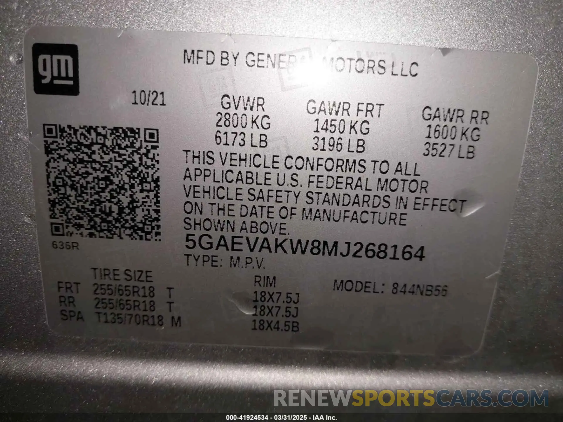 9 fotografías del automóvil dañado 5GAEVAKW8MJ268164 BUICK ENCLAVE 2021