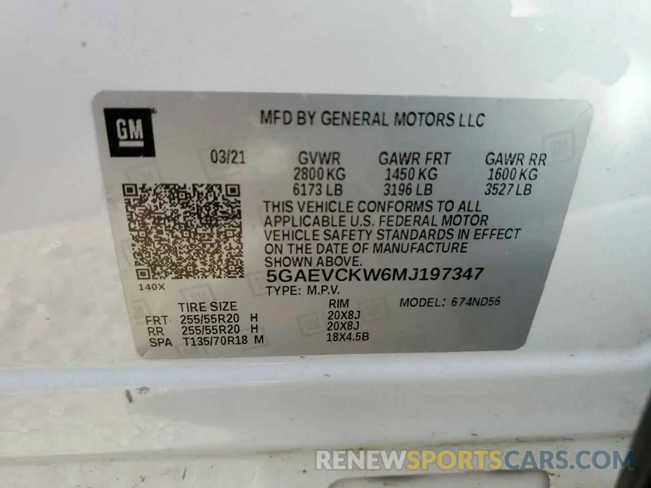 14 fotografías del automóvil dañado 5GAEVCKW6MJ197347 BUICK ENCLAVE 2021