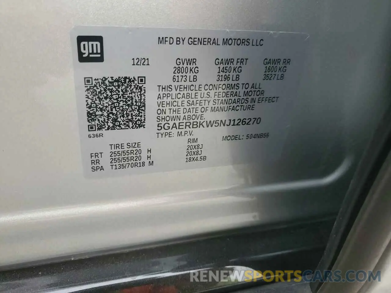 14 fotografías del automóvil dañado 5GAERBKW5NJ126270 BUICK ENCLAVE 2022