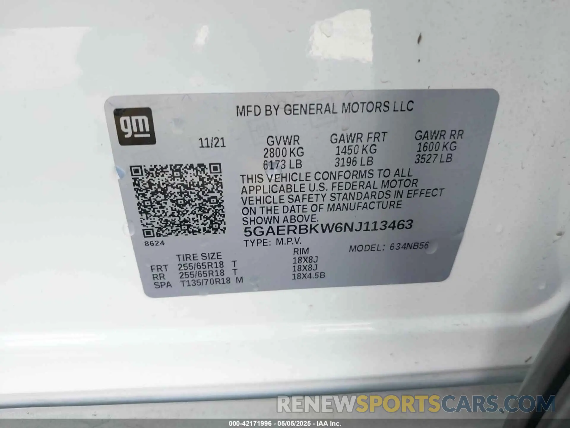 9 fotografías del automóvil dañado 5GAERBKW6NJ113463 BUICK ENCLAVE 2022