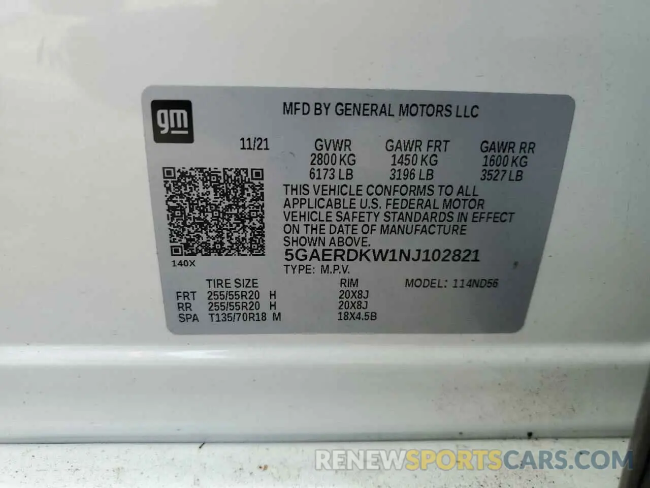15 fotografías del automóvil dañado 5GAERDKW1NJ102821 BUICK ENCLAVE 2022