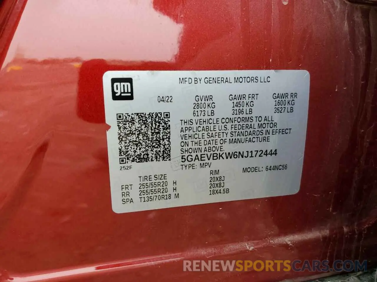 13 fotografías del automóvil dañado 5GAEVBKW6NJ172444 BUICK ENCLAVE 2022