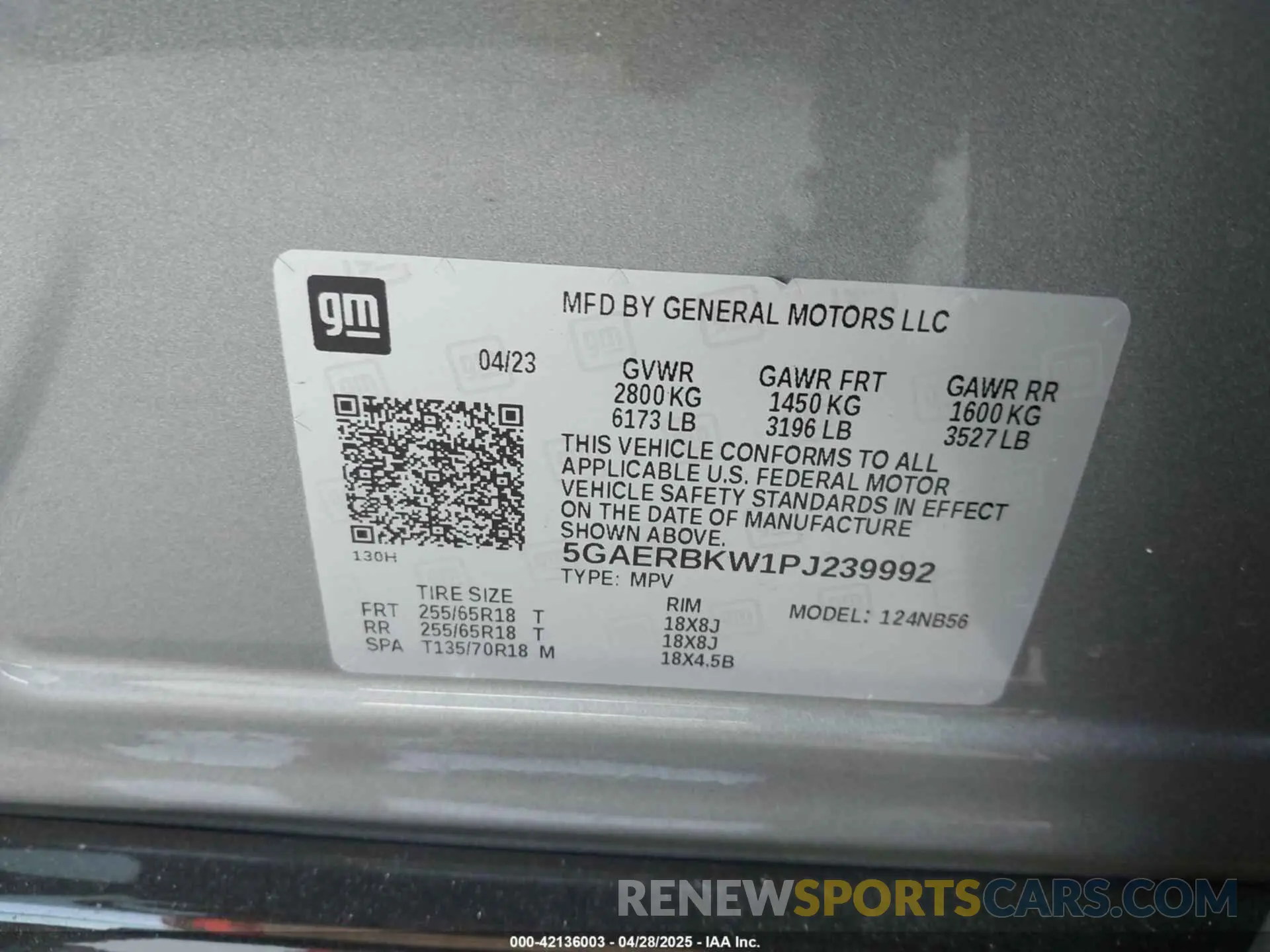 9 fotografías del automóvil dañado 5GAERBKW1PJ239992 BUICK ENCLAVE 2023