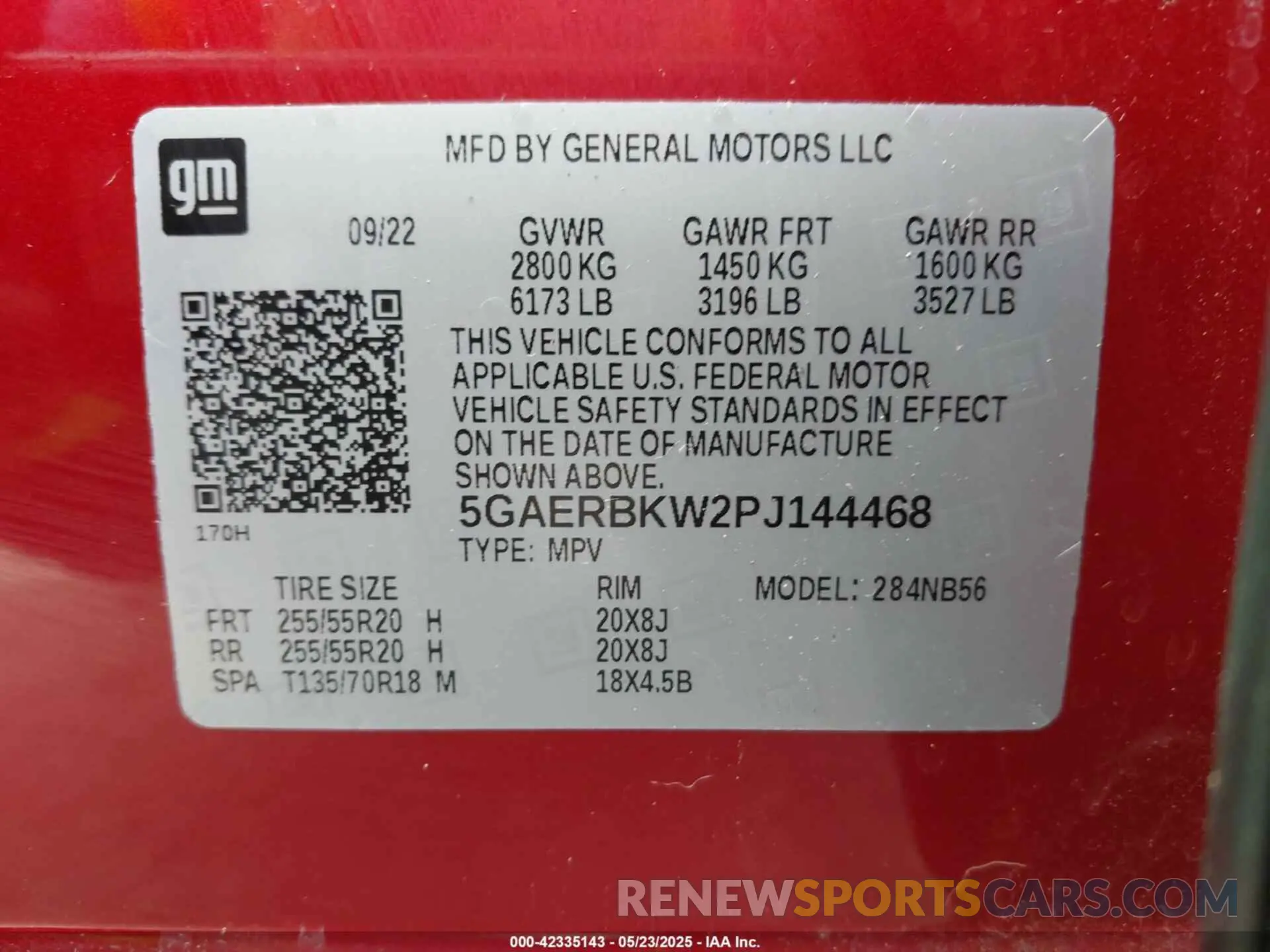9 fotografías del automóvil dañado 5GAERBKW2PJ144468 BUICK ENCLAVE 2023