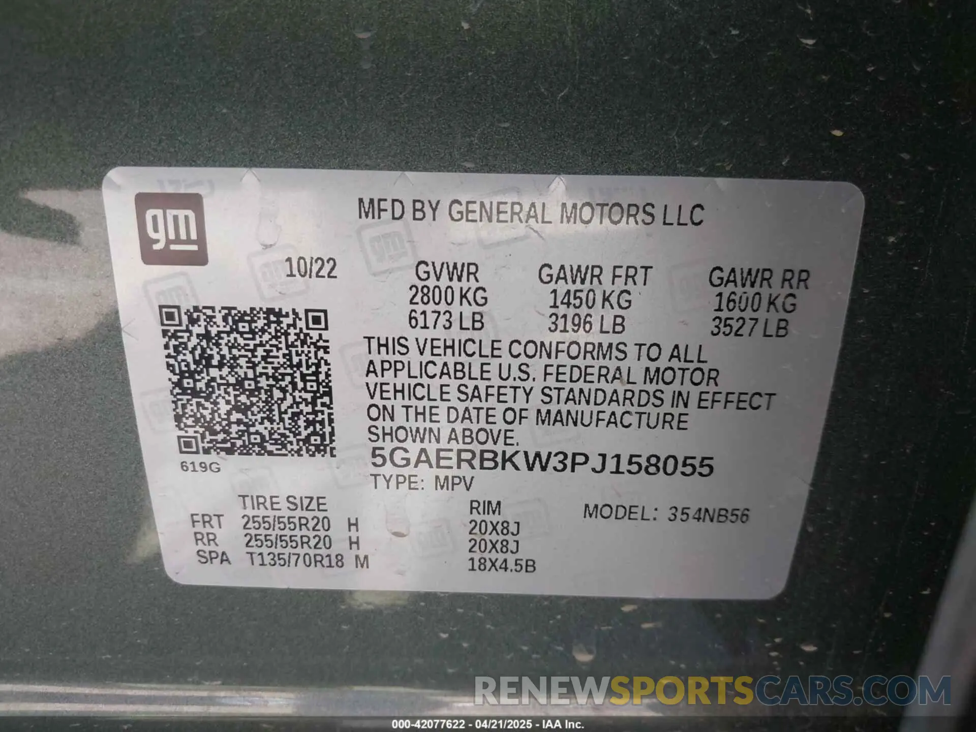 9 fotografías del automóvil dañado 5GAERBKW3PJ158055 BUICK ENCLAVE 2023