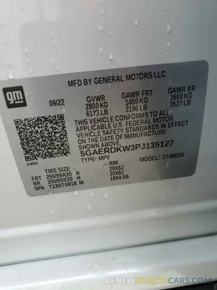 14 fotografías del automóvil dañado 5GAERDKW3PJ135127 BUICK ENCLAVE 2023