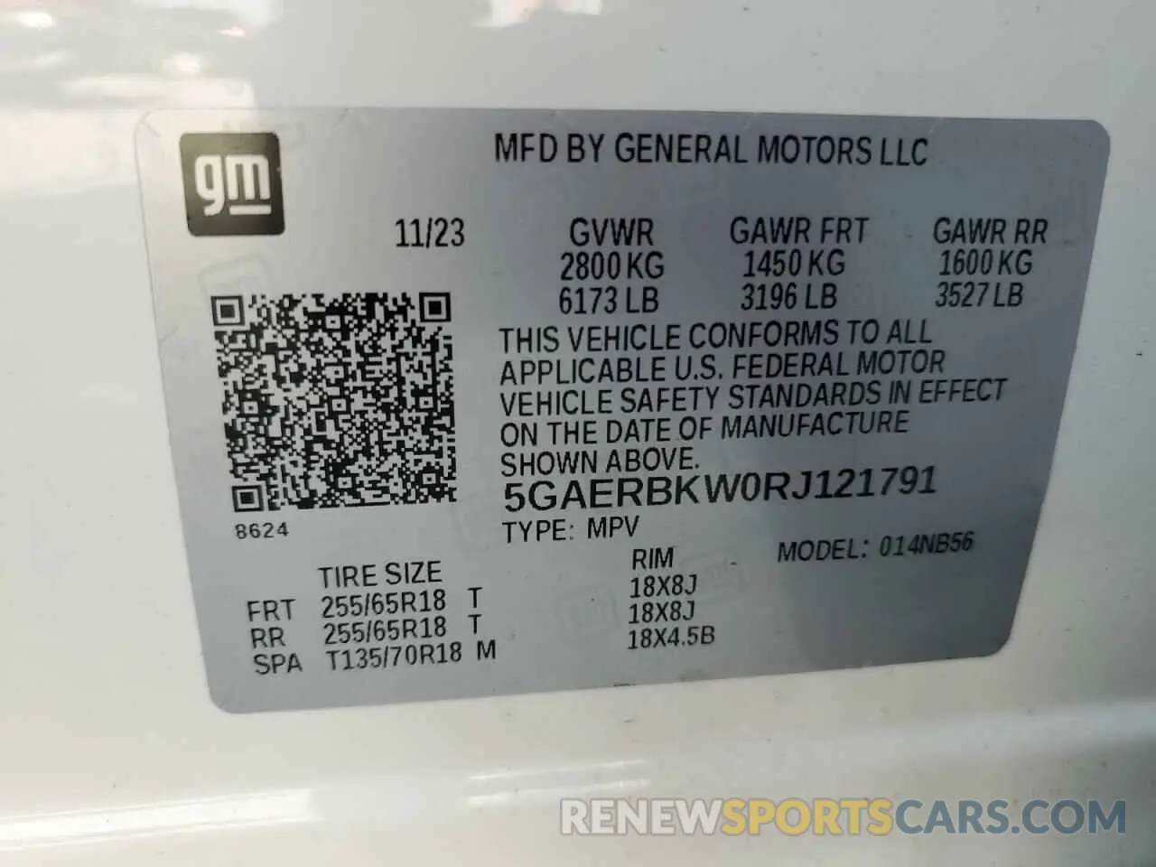 13 fotografías del automóvil dañado 5GAERBKW0RJ121791 BUICK ENCLAVE 2024