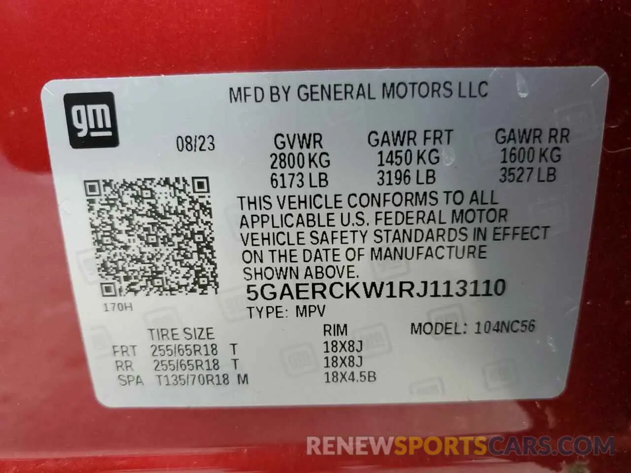 14 fotografías del automóvil dañado 5GAERCKW1RJ113110 BUICK ENCLAVE 2024