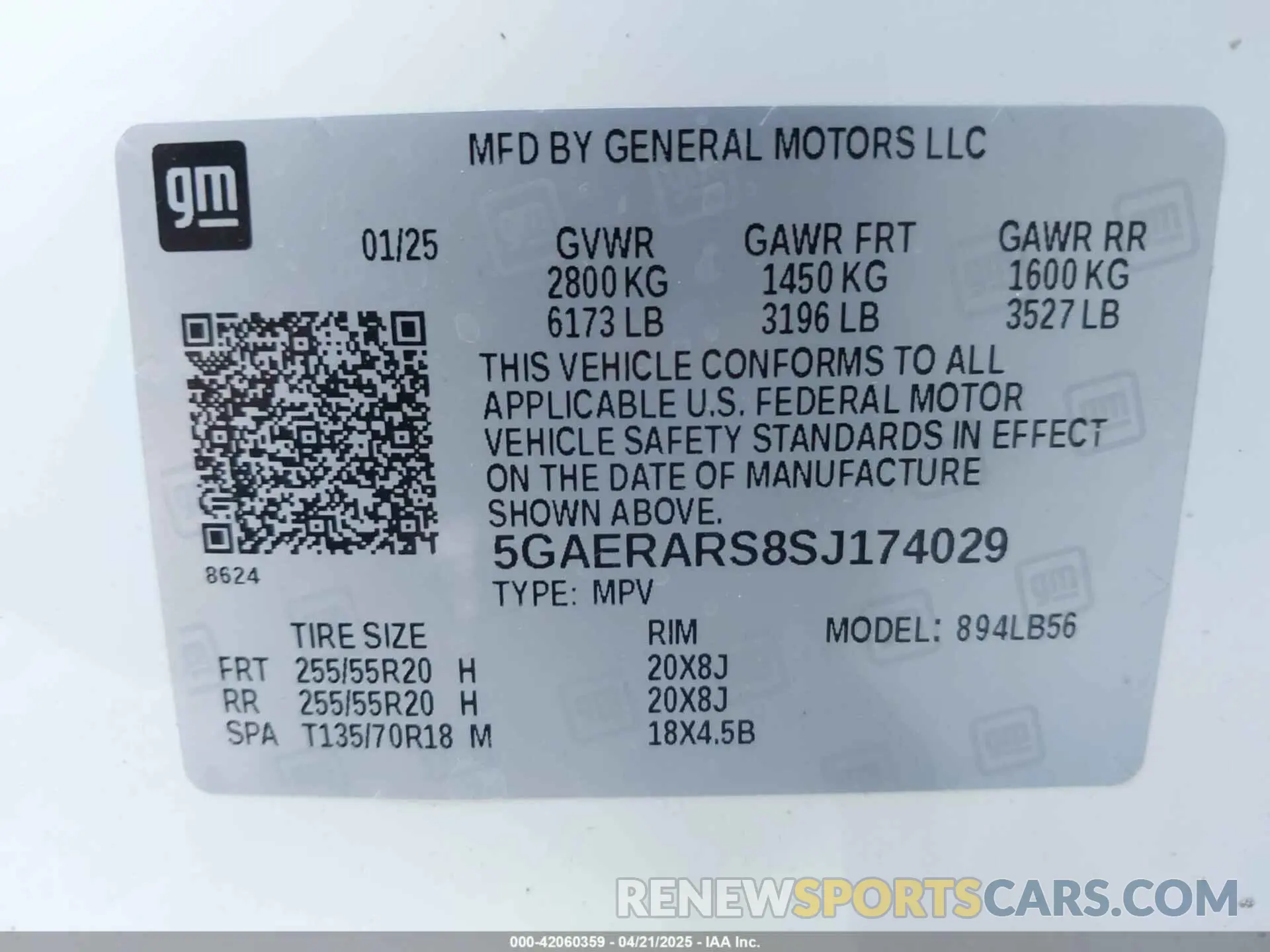 9 fotografías del automóvil dañado 5GAERARS8SJ174029 BUICK ENCLAVE 2025